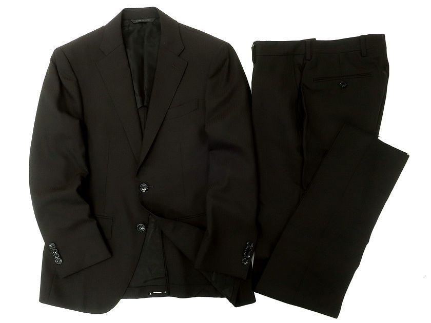D'URBAN r.a.s.o ダーバン 日本製 ウール モヘヤ シルク混 シャドーストライプ 2B ノータック シングルスーツ ジャケット スラックスパンツ 1008200016 定12.1万 ブラック ダークブラウン A3 ▲100▼30213k09