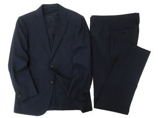 GIVERDYE BEST SELECTION ジバルディ 日本製 ウール混 ストライプ 2B ノータック シングルスーツ ジャケット スラックスパンツ 418A6023 ネイビー A4▲050▼30214k11 GIVERDYE BEST SELECTION ジバルディ 日本製 ウール混 ストライプ 2B ノータック シングルスーツ ジャケット スラックスパンツ 418A6023 ネイビー A4▲050▼30214k11