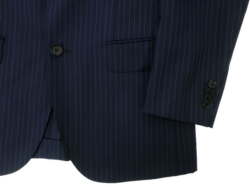 GIVERDYE BEST SELECTION ジバルディ 日本製 ウール混 ストライプ 2B ノータック シングルスーツ ジャケット スラックスパンツ 418A6023 ネイビー A4▲050▼30214k11