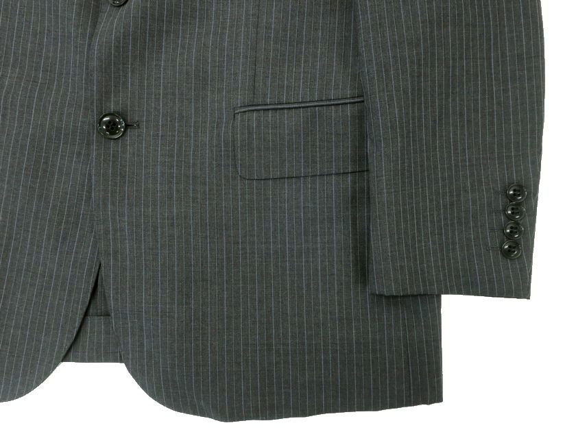 GIVERDYE best selection ジバルディ 日本製 ウール混 ピンストライプ 2B 1タック シングルスーツ ジャケット スラックスパンツ 615A5018 グレー A4▲050▼30215k04