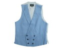 HACKETT LONDON ハケット ロンドン LINEN DB WAISTCOAT リネン100％ 麻 ダブルベスト ウエストコート ジレ HM450387 定2.9万 ライトブルー 36R▲019▼30216k07