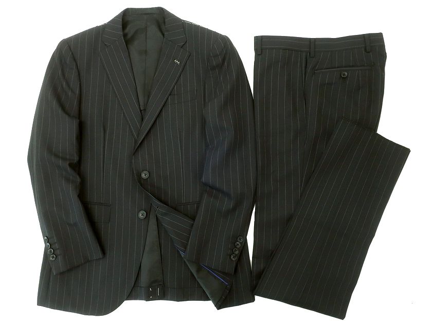 GIVERDYE best selection ジバルディ 日本製 ウール モヘヤ混 ピンストライプ 2B ノータック シングルスーツ ジャケット スラックスパンツ 525A5010 チャコールグレー YM▲050▼30217k06