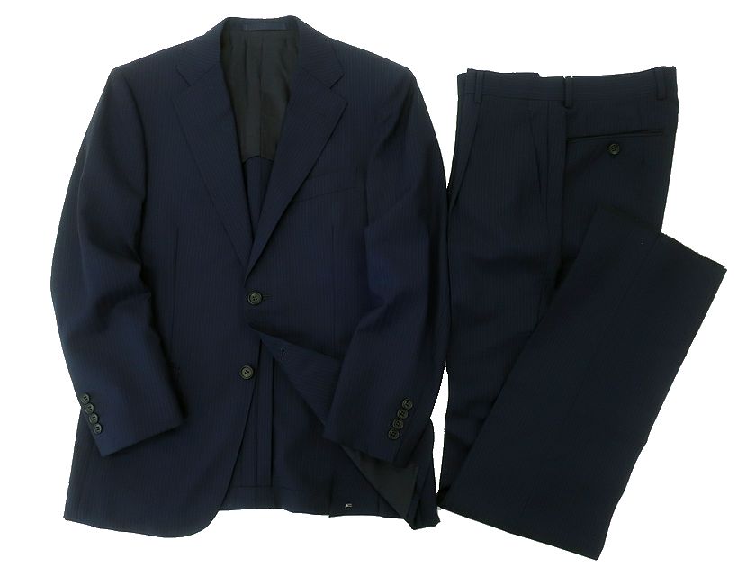 GIVERDYE best selection ジバルディ 日本製 ウール モヘヤ混 ストライプ 2B 1タック シングルスーツ ジャケット スラックスパンツ 805A5012 ネイビー A3▲050▼30217k07