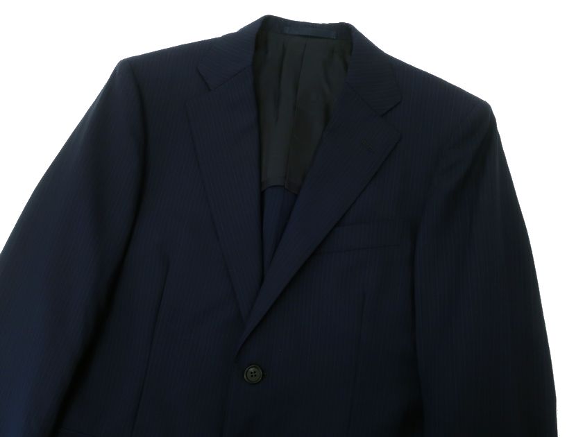 GIVERDYE best selection ジバルディ 日本製 ウール モヘヤ混 ストライプ 2B 1タック シングルスーツ ジャケット スラックスパンツ 805A5012 ネイビー A3▲050▼30217k07