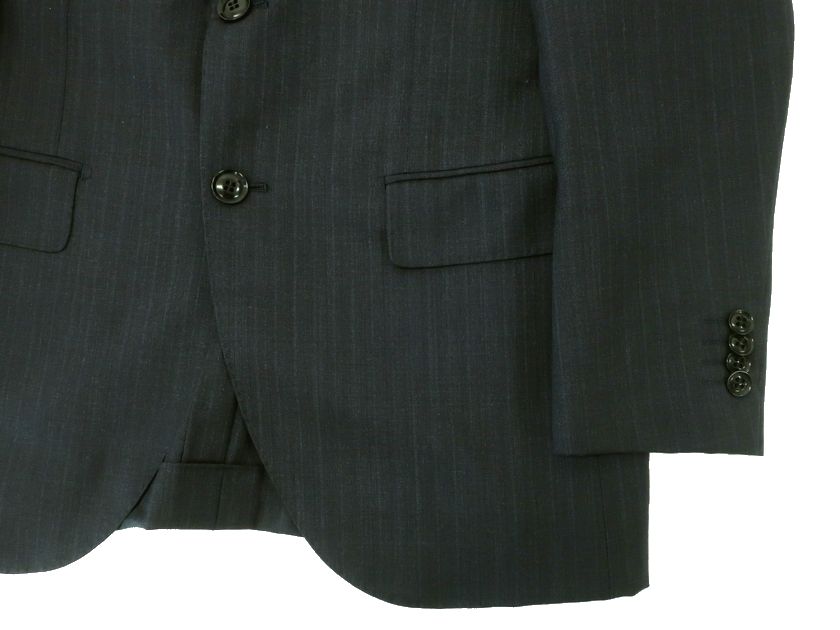 GIVERDYE best selection ジバルディ 日本製 ウール100％ シャドーストライプ 2B ノータック シングルスーツ ジャケット スラックスパンツ 615A5016 チャコールグレー AS▲050▼30217k10