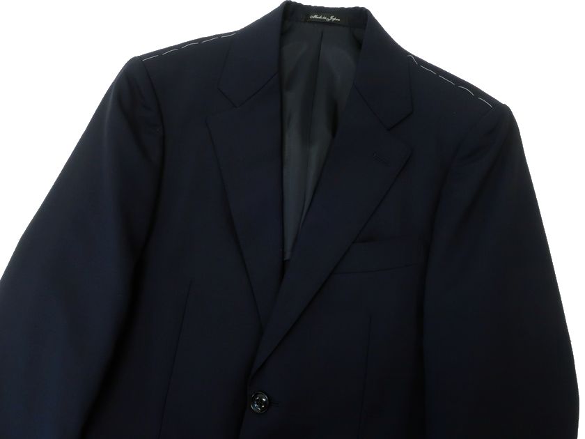 GIVERDYE best selection ジバルディ 日本製 ウール モヘヤ混 チェック柄 2B ノータック シングルスーツ ジャケット スラックスパンツ 615A5026 ネイビー AS ▲050▼30217k14