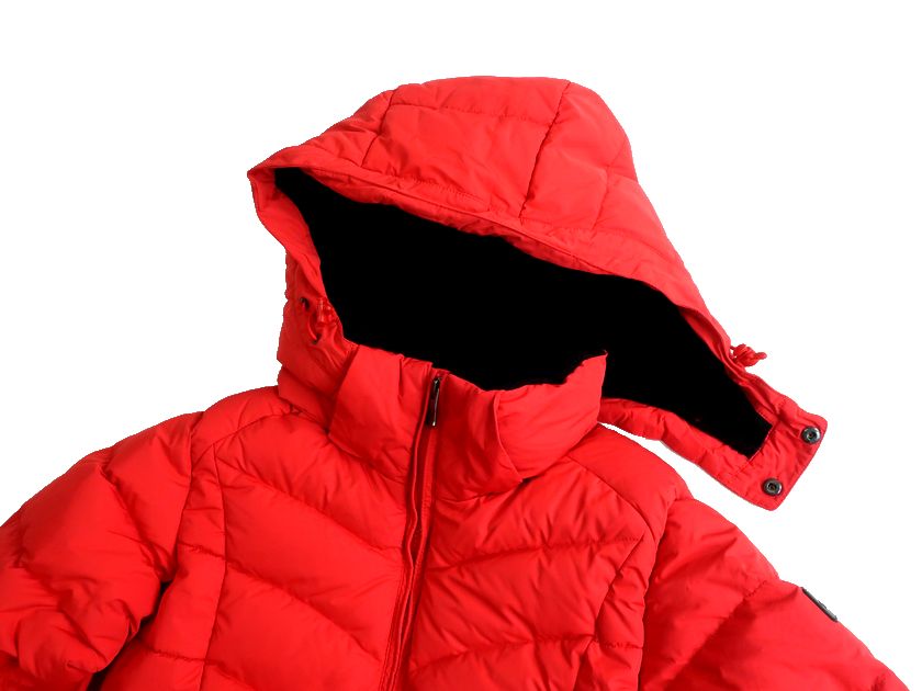 【中古】【新古品・未使用品】THE NORTH FACE ノースフェイス W'S PURITY DOWN COAT フード付 裏地ボアフリース切替 ダウンコート ジャケット NVC1DG83 レッド 80(XS)▲043▼30228k02