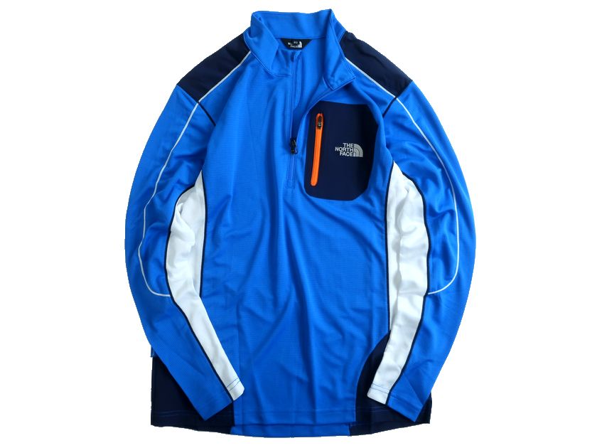 THE NORTH FACE ザ ノースフェイス FLASHDRY ナイロン切替 ハーフジップ スタンドカラー プルオーバーシャツ カットソー NFK54D08 ブルー 85(XS)-01 90(S)-02 95(M)-03▲022▼30322k06