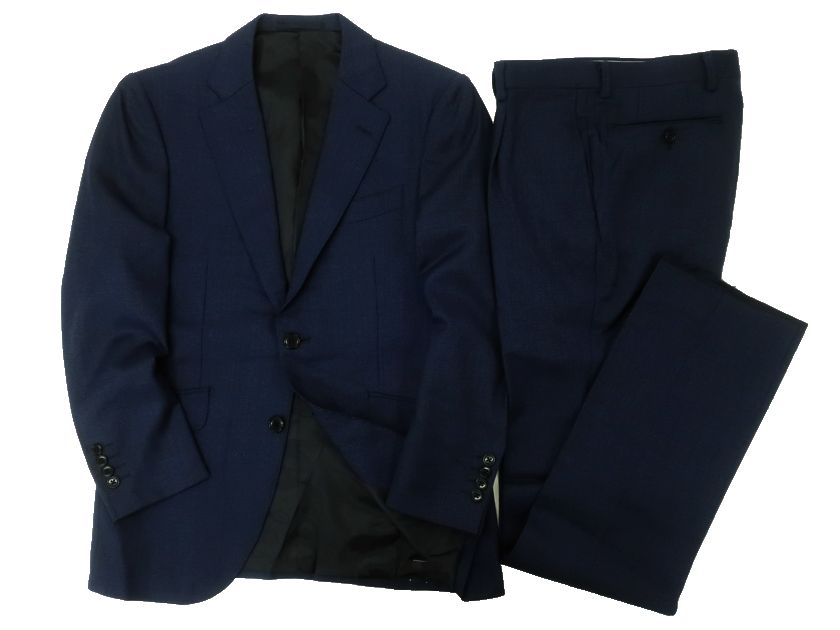 GIVERDYE best selection ジバルディ 日本製 ウール 織生地 バーズアイ 2B 1タック シングルスーツ ジャケット スラックスパンツ 667A5109 ネイビー ASS▲050▼30424k12
