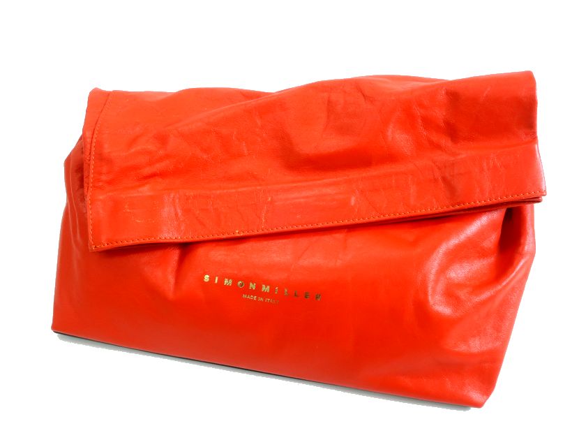 SIMON MILLER サイモンミラー イタリア製 Exclusive XL LUNCHBAG 30 シープレザー ランチバッグ 66-02-982034-00 定価7.7万 オレンジ 00▲050▼30426k09