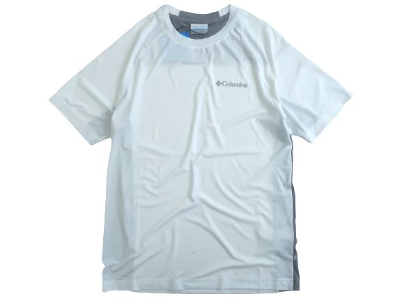 Columbia Sportswear コロンビア スポーツウェア アウトドアウェア メッシュ切替 ストレッチ クルーネック Tシャツ カットソー C12YMC008 ホワイト 90(S)▲005▼30515k13