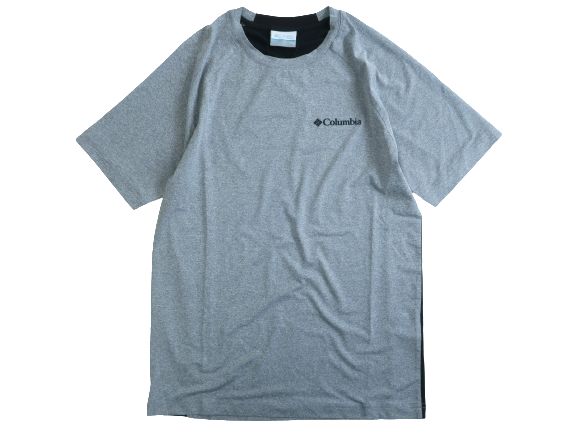 Columbia Sportswear コロンビア スポーツウェア アウトドアウェア メッシュ切替 ストレッチ クルーネック Tシャツ カットソー C12YMC008 グレー 85(XS)-01 90(S)-02 100(L)-03▲005▼30516k04