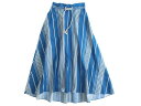 NOMADIS ノマディス 日本製 Skirt 総柄 ストライププリント コットン ロングスカート 22SS-N101-02-71 定価2.4万 STRIPE BLUE onesize▲022▼30719k02