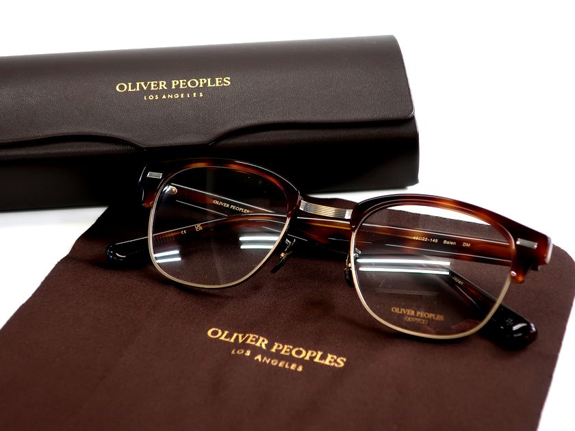 OLIVER PEOPLES オリバーピープルズ 日本製 Balen べっ甲調 メタルリム サーモントシェイプ メガネ サングラス 眼鏡 アイウェア V7994T 定価3.8万 ブラウン 49□22-145▲054▼30811k02