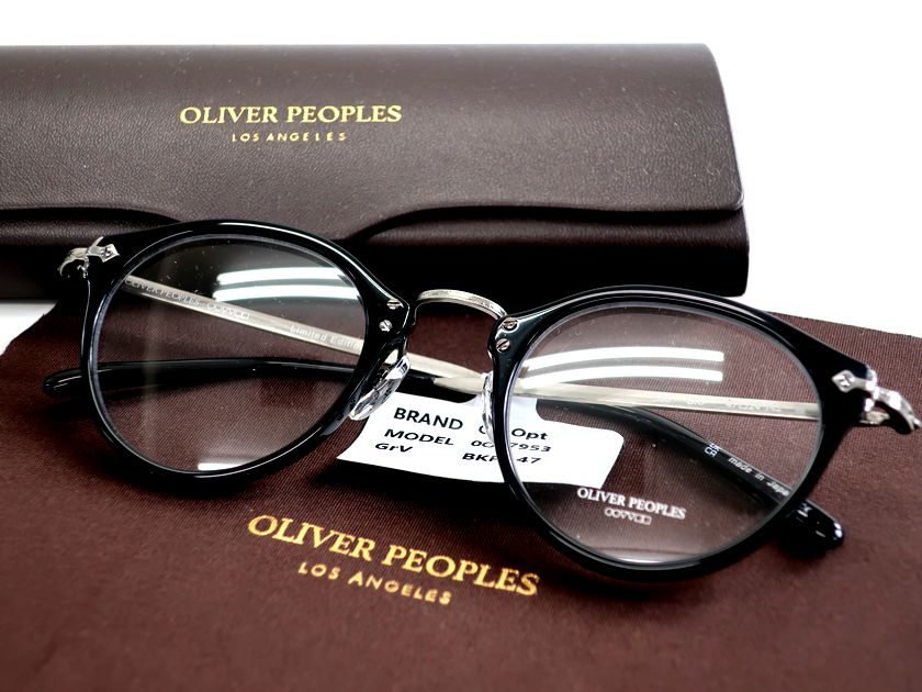 OLIVER PEOPLES Limited Edition オリバーピープルズ リミテッドエディション 日本製 505 BKP 雅 彫刻デザインメタルテンプル ボストン メガネ 眼鏡 サングラス アイウェア 7953 定価3.4万 ブラック シルバー 47□24-142▲135▼30816k06