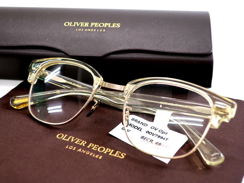 OLIVER PEOPLES オリバーピープルズ 日本製 Balen べっ甲調 メタルリム サーモントシェイプ メガネ サングラス 眼鏡 アイウェア V7994T 定価3.9万 クリアベージュ 49□22-145▲054▼30816k08