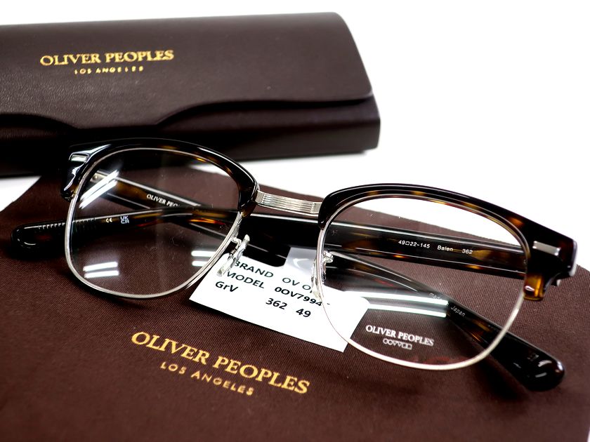 OLIVER PEOPLES オリバーピープルズ 日本製 Balen べっ甲調 メタルリム サーモントシェイプ メガネ サングラス 眼鏡 アイウェア 7994T 定価3.9万 ブラウン シルバー 49□22-145▲054▼30816k15