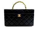 中古■ CHANEL シャネル フランス製 Vanity Case ゴールドチェーン ココマーク レザー マトラッセ バニティ バッグ 化粧箱 道具入れ ブラック▲000▼30907k02_g