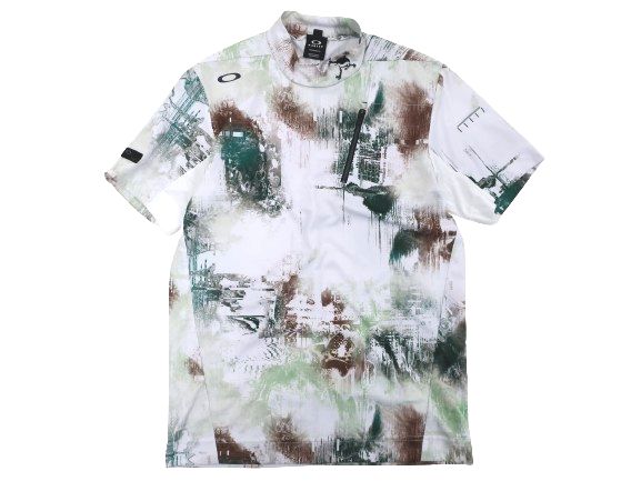 OAKLEY オークリー PERFORMANCE FIT SKULL BLURRED MOCK SHIRT グラフィックモックシャツ ゴルフ FOA404227 定価1.1万 ホワイトプリント L-01 XL-02▲027▼31219k02