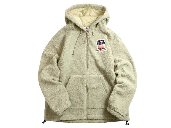 AVIREX アヴィレックス SIGNATURE LOGO ZIP PARKA 刺繍ロゴワッペン ボアフリース ジップパーカー ジャケット 783-3231014 定価1.9万 カーキ M-01 L-02 XL-03 2XL-04▲035▼40207k04