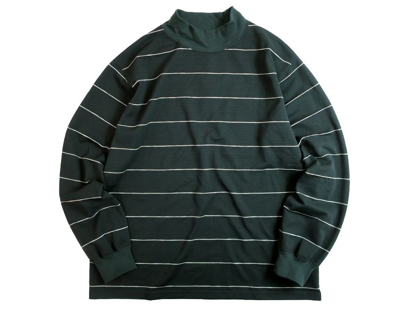 THE NORTH FACE PURPLE LABEL ザ ノースフェイス パープルレーベル ナナミカ 日本製 Field Striped Mockneck COOLMAX フィールド ストライプ 鹿の子 ロングスリーブ モックネックTシャツ カットソー NT6353N 定価2.4万 グレー S-01 M-02 L-03 XL-04▲064▼40216k06