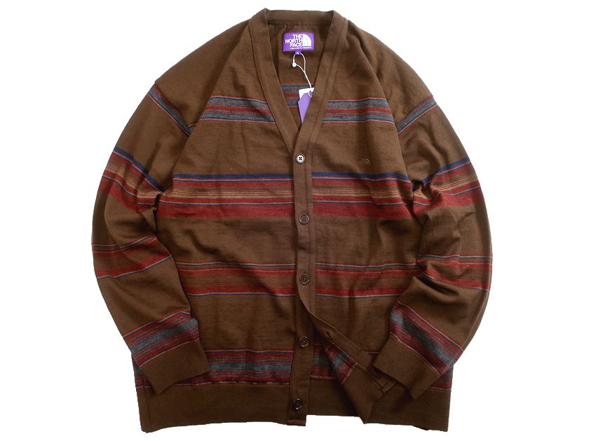 ノースフェイス カーディガン メンズ THE NORTH FACE PURPLE LABEL nanamica ザ ノースフェイス パープルレーベル ナナミカ 日本製 Merino Field Striped Cardigan メリノウール ストライプ カーディガン NT6356N 定価2.9万 ブラウン M-01 L-02 XL-03▲089▼40229k03