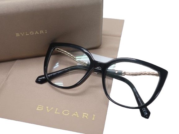 ブルガリ サングラス（レディース） BVLGARI ブルガリ イタリア製 キャットアイ メタル切替 サングラス アイウェア 眼鏡 4214BF 定価12.1万 ブラック 54□17 145▲120▼40314k01