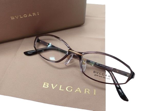 ブルガリ サングラス（レディース） BVLGARI ブルガリ イタリア製 ゴールド＆チタンフレーム スクエアシェイプ メガネ サングラス アイウェア 眼鏡 267TK 定価11.2万 ガンメタリック 54□17-145▲120▼40320k03