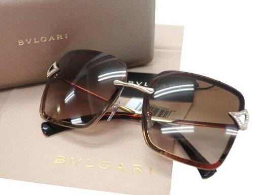 BVLGARI ブルガリ イタリア製 リムレス スクエアシェイプ ストーン シルバーパーツ切替 サングラス アイウェア 眼鏡 6167B 定価8.3万 ブラウン 59□14 135▲120▼40321k04 BVLGARI ブルガリ イタリア製 リムレス スクエアシェイプ ストーン シルバーパーツ切替 サングラス アイウェア 眼鏡 6167B 定価8.3万 ブラウン 59□14 135▲120▼40321k04