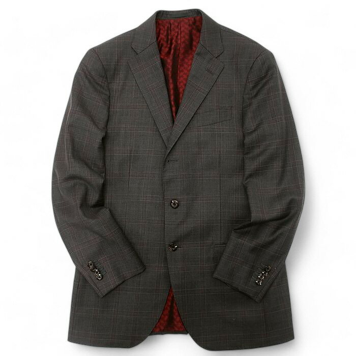 GIVERDYE BEST SELECTION ジバルディ 大賀 日本製 BLANKC'S CARLO BARBERA 伊製生地 ウール100％ チェック柄 段返り3B ノータック シングルスーツ ジャケット ベスト ジレ スラックスパンツ 3ピース セットアップ 184C7931 グレー AL▲074▼41220k02