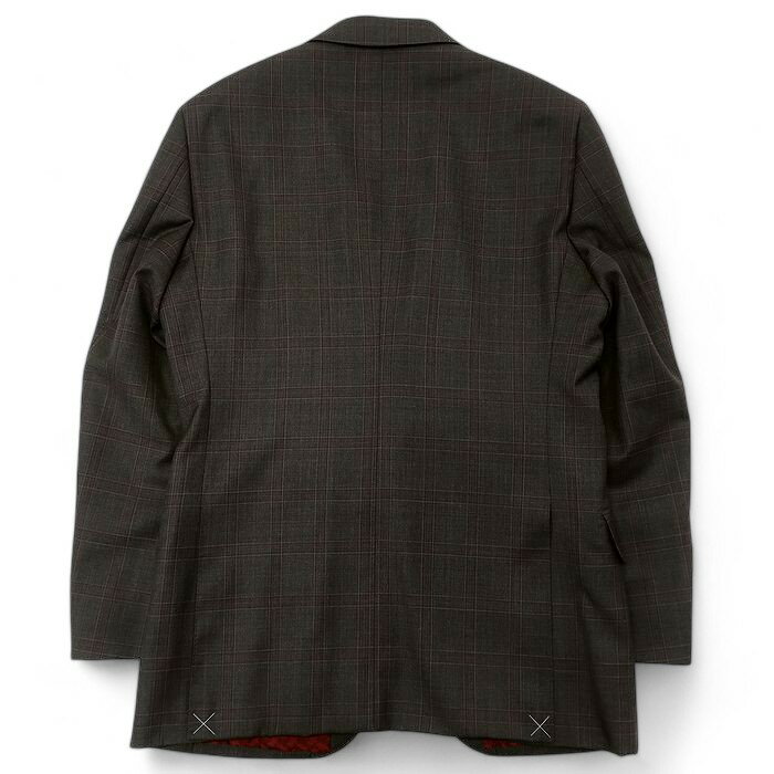 GIVERDYE BEST SELECTION ジバルディ 大賀 日本製 BLANKC'S CARLO BARBERA 伊製生地 ウール100％ チェック柄 段返り3B ノータック シングルスーツ ジャケット ベスト ジレ スラックスパンツ 3ピース セットアップ 184C7931 グレー AL▲074▼41220k02