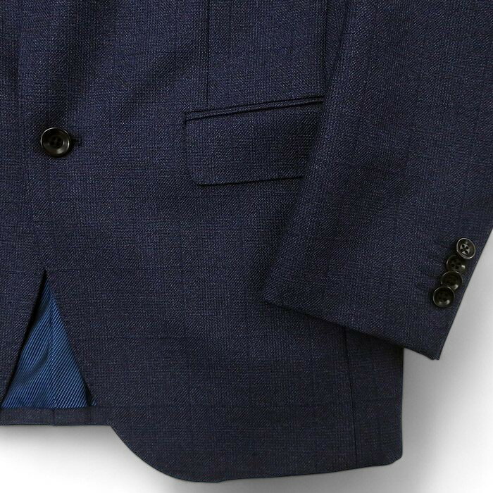 GIVERDYE BEST SELECTION ジバルディ 大賀 日本製 Bulmer & Lumb 英国製生地 ウール100％ メランジ バスケット織り ウインドウペン 段返り3B ノータック シングルスーツ ジャケット スラックスパンツ セットアップ 181A9504 ネイビーブルー D6-48▲198▼41220k04