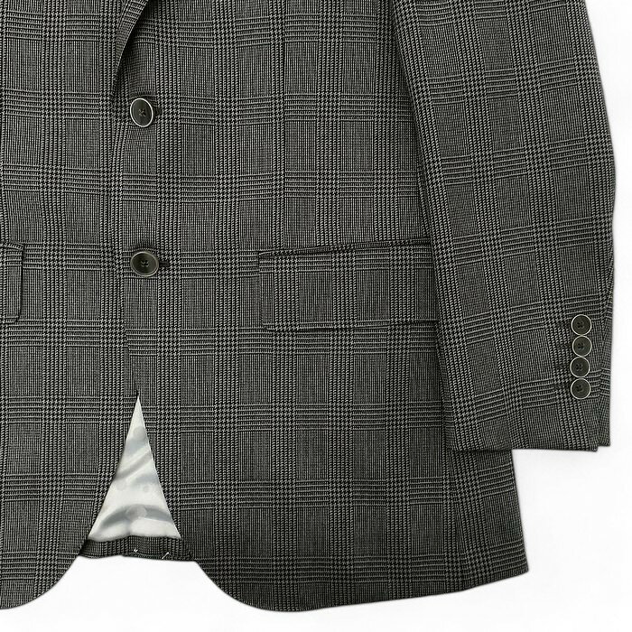 GIVERDYE BEST SELECTION ジバルディ 大賀 日本製 ウール100％ グレンチェック 2B ノータック シングルスーツ ジャケット スラックスパンツ セットアップ 547A8021 グレー A5▲074▼41226k05