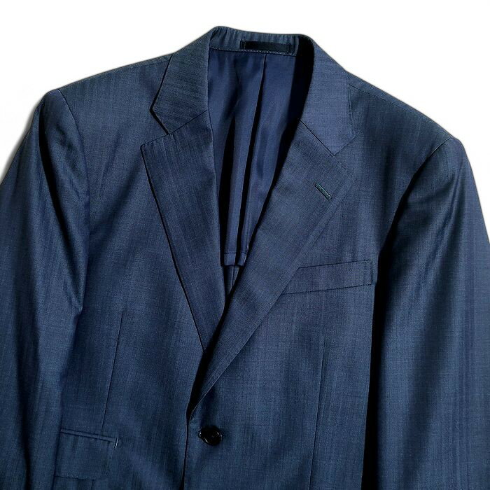 RICHIESTA リキエスタ 大賀 日本製 ウール100％ ヘリンボーン シャドーストライプ 2B ノータック シングルスーツ ジャケット スラックスパンツ 182A7940 ネイビーブルー A6▲074▼50210k03