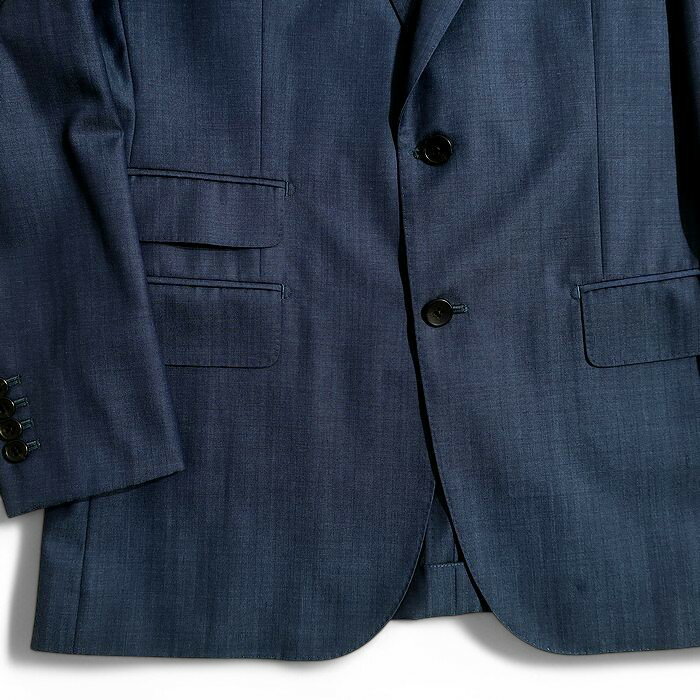 RICHIESTA リキエスタ 大賀 日本製 ウール100％ ヘリンボーン シャドーストライプ 2B ノータック シングルスーツ ジャケット スラックスパンツ 182A7940 ネイビーブルー A6▲074▼50210k03