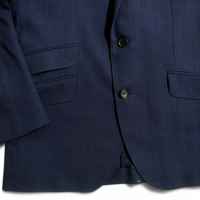 RICHIESTA リキエスタ 大賀 日本製 ウール混 チェック柄 2B 1タック シングルスーツ ジャケット スラックスパンツ 188A9808 ネイビー AL▲074▼50211k01