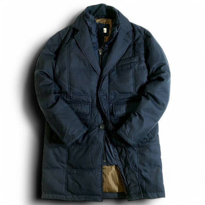 TAKASHIMAYA STYLE PLUS 高島屋 スタイルプリュ レイヤード ヘリンボーン ダウン チェスターコート 110043 ネイビー M-01 L-...