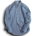 【中古】【新古品・未使用品】CAMISAS MANOLO カミサスマノロ BLUE/WHITE STRIPES NORMAL SHIRT コットン100% ストライプ ノーマル シャツ 23020604 定価4.5万 ブルー ホワイト 50▲180▼50530k01
