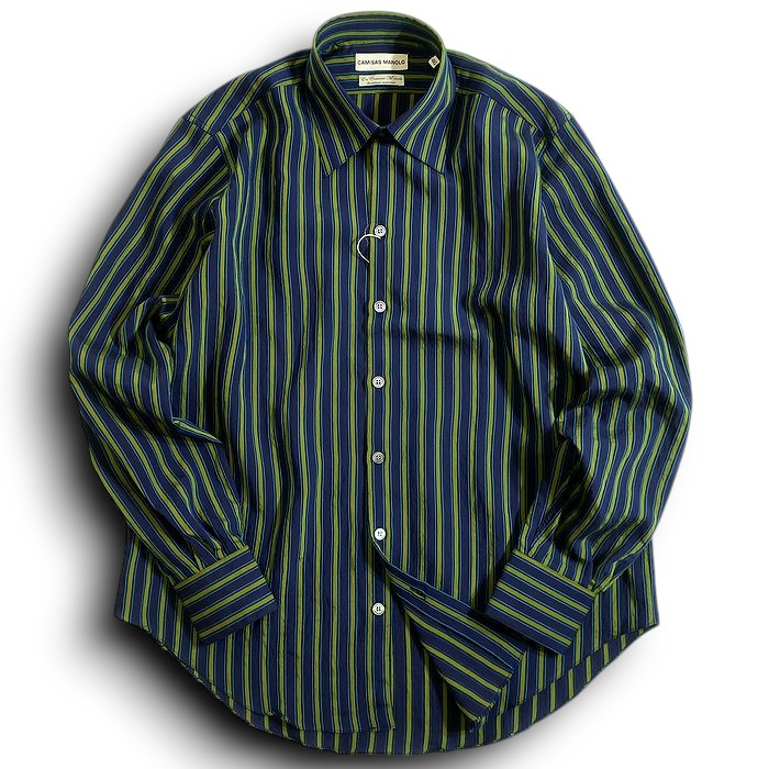 šۡڿʡ̤ʡCAMISAS MANOLO ߥޥΥ NAVY GREEN STRIPES NORMAL SHIRT ...