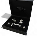 【中古】【新古品・未使用品】HENRY POOLE SAVILE ROW ヘンリープール 英国製 Mother-of-Pearl with gilt chain link dress stud & cufflink set マザーオブパール カフリンクス カフスボタン チェーン式 ドレススタッド セット 定価4.1万 パール シルバー▲033▼50616k01