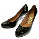 【訳あり品】【新古品・未使用】Salvatore Ferragamo サルヴァトーレ・フェラガモ イタリア製 LEO 85 エナメルレザー アーモンドトゥ ピンヒール パンプス DG66642 ブラック 5 1/2▲020▼50722k03 used