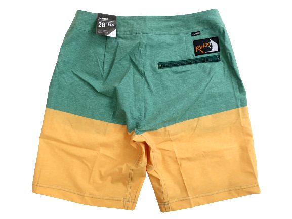 roial Rokx ロイアル ロックス バイカラー ストレッチ ボードショーツ サーフパンツ 水着 BS113 定1万 グリーン イエロー 28▲007▼20524k28