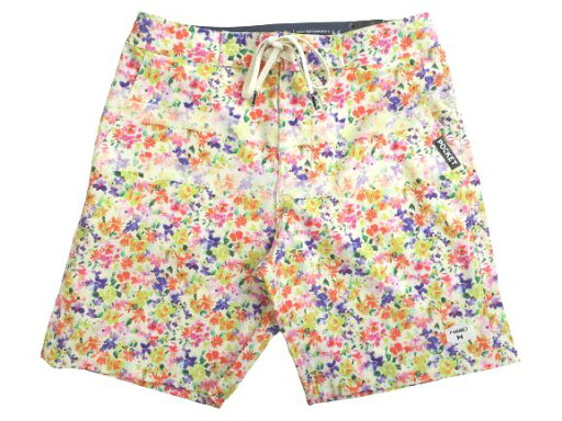roial ロイアル ボーダー フラワー 花 総柄 ストレッチ ボードショーツ サーフパンツ 水着 BS112 ホワイト 30▲007▼20525k02