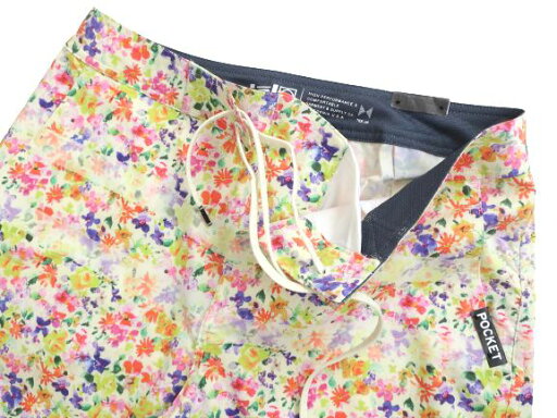 roial ロイアル ボーダー フラワー 花 総柄 ストレッチ ボードショーツ サーフパンツ 水着 BS112 ホワイト 30▲007▼20525k02