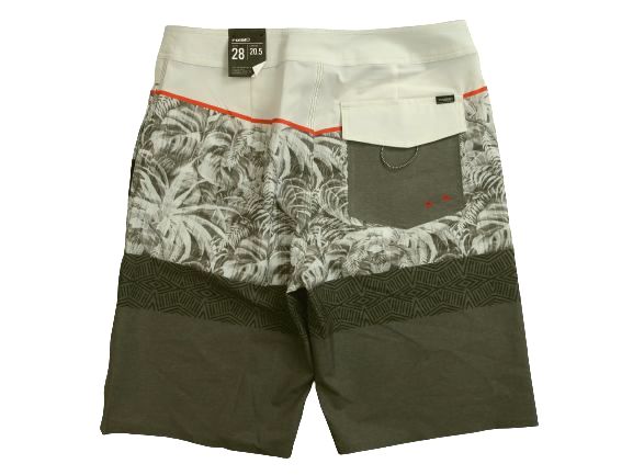 roial ロイアル アロハ シャドーチェック 切替 ストレッチ ボードショーツ サーフパンツ 水着 BS107 ホワイト ブラック 28▲007▼20525k15