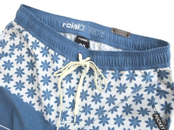 roial ロイアル フラワー ボーダー切替 コットン混 ストレッチ ボードショーツ サーフパンツ 水着 BS114 ネイビー 28-01 30-02▲007▼20526k02
