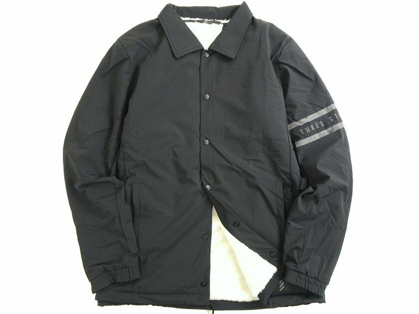 adidas GOLF アディダス ゴルフ ADICROSS COACH JACKET ストレッチナイロン ボアフリース コーチジャケット ブルゾン ゴルフウェア GM1473 定1.5万 ブラック L-01 O-02▲039▼20603k09