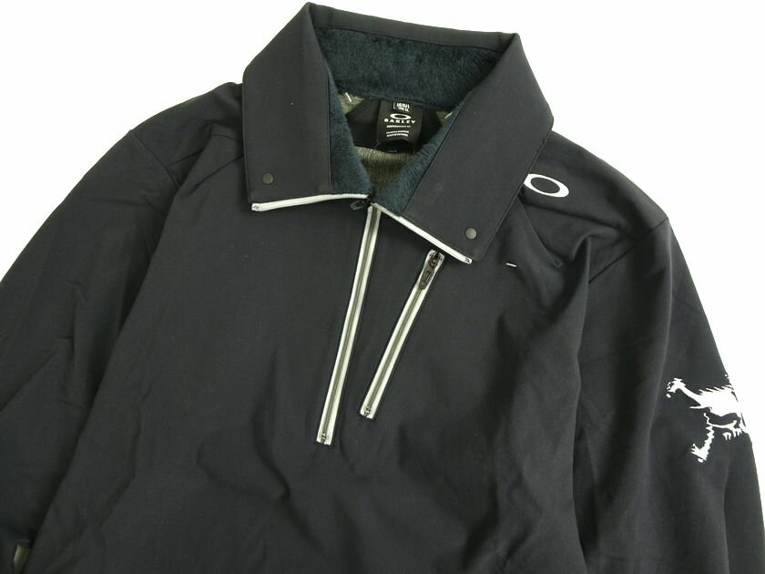 OAKLEY オークリー スカル SKULL ALOFT WOVEN LS MOCK 2.0 CARAT hydrolix ネックウォーマー機能搭載 ストレッチ ハーフジップ 長袖 モックシャツ ゴルフウェア FOA401645 定1.4万 ブラック L-01 XL-02▲034▼20603k17