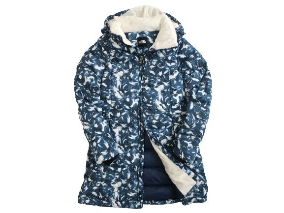 THE NORTH FACE ノースフェイス W'S PURITY NOVELTY DOWN COAT DWR PREMIUM GOOS DOWN 総柄 フード裏ボア ダウンコート レディース NVC1DG81 定4.5万 ネイビー 80(XS)-01 85(S)-02▲043▼20606k20