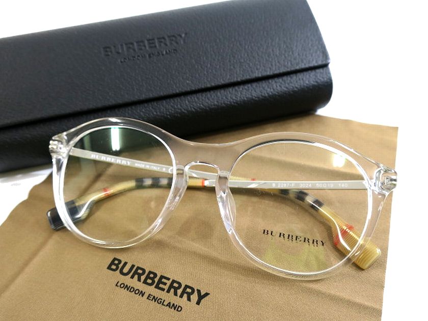 BURBERRY バーバリー イタリア製 B2287 バーバリーチェック フルリム クリア サングラス メガネ アイウェア B2287-F 3024▲072▼30619t03